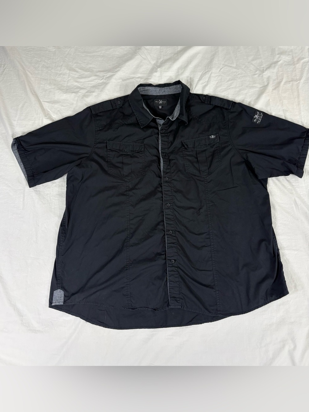 Marc Ecko Mens Black Short Sleeve Button Up Shirt 4X